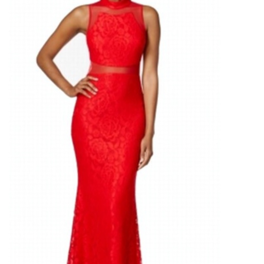Betsy & Adam Red Illusion Mesh Lace (Red)